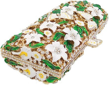 White Floral Rhinestone Evening Bag