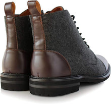 Merlot&Wool Woolen and Leather Lace-up Fashion Chukka Boots with Zipper Closure