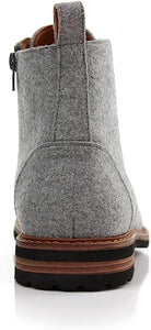 Dust&Grey Woolen and Leather Lace-up Fashion Chukka Boots with Zipper Closure