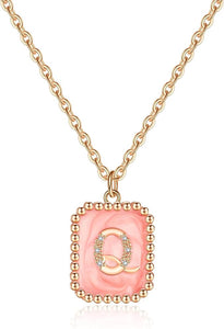 Rose Shape Alphabet Necklace