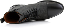 Black&Grey Woolen and Leather Lace-up Fashion Chukka Boots with Zipper Closure