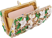 White Floral Rhinestone Evening Bag