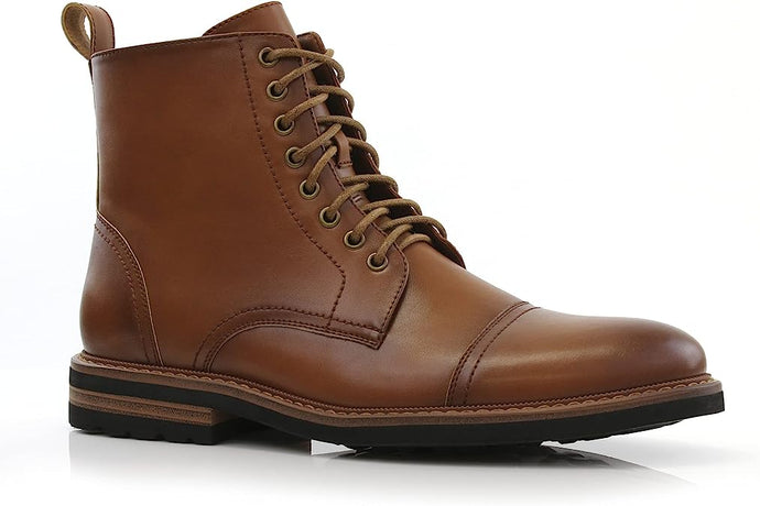 Sienna&Brown Woolen and Leather Lace-up Fashion Chukka Boots with Zipper Closure