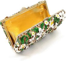 White Floral Rhinestone Evening Bag