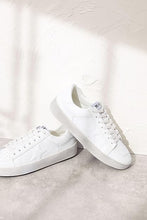 White Rubber Sole Lace-Up Glitter Leather Star