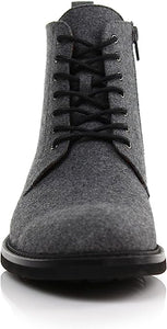 Dark&Grey Woolen and Leather Lace-up Fashion Chukka Boots with Zipper Closure