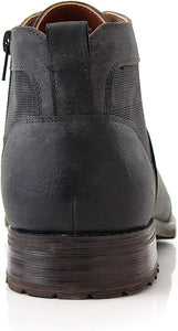 Charcoal Mens Casual Brogue Mid-Top Lace-Up And Zipper Boots