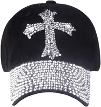 Black Cross Rhinestone Fashion Caps