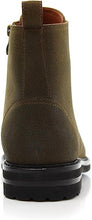 Olive&Suede Woolen and Leather Lace-up Fashion Chukka Boots with Zipper Closure