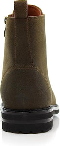 Olive&Suede Woolen and Leather Lace-up Fashion Chukka Boots with Zipper Closure