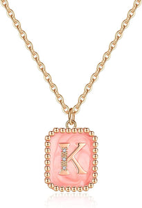Rose Shape Alphabet Necklace