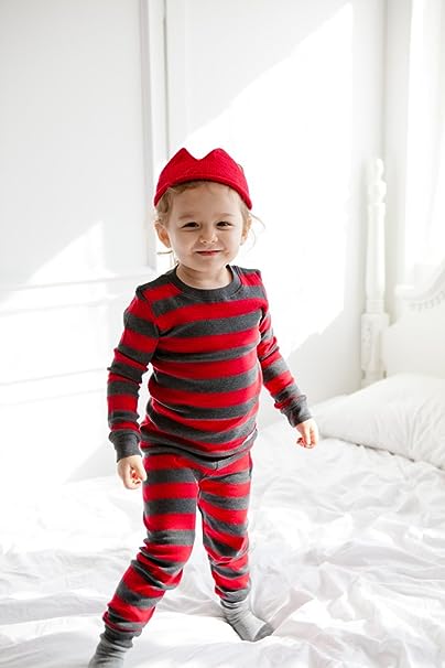 Red Kids Colorful Striped Pajamas Set