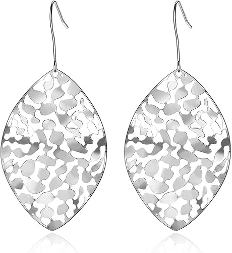 Silver Plated Metal Leaf Drop Earrings