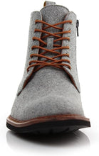 Dust&Grey Woolen and Leather Lace-up Fashion Chukka Boots with Zipper Closure