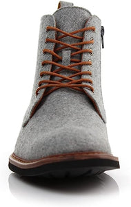 Dust&Grey Woolen and Leather Lace-up Fashion Chukka Boots with Zipper Closure