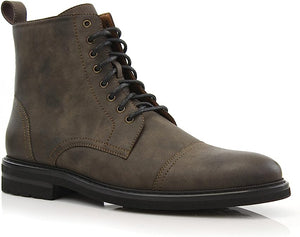 Cigar Woolen and Leather Lace-up Fashion Chukka Boots with Zipper Closure