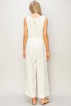 Cream Sleeveless Linen Jumpsuit