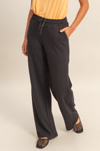 Black Elastic Waist Wide-leg Pants
