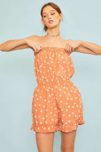 Dusty Orange Side Pocket Polkadot Print Romper