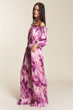 Fuchsia Combo Combo Offshoulder Tiedye Satin Jumpsuit