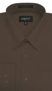 Omega Brown Long Sleeve Dress Shirt