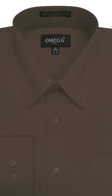 Omega Brown Long Sleeve Dress Shirt
