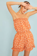 Dusty Orange Side Pocket Polkadot Print Romper