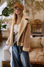 Taupe Contrast Detail Faux Fur Moto Jacket