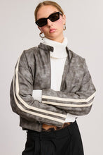 Storm Vertical Stripe Wash Faux Leather Jacket