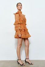 Caramel Floral Lace Trim Tiered Mini Skirt