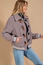 Warm Grey Fleece Toggle Sherpa Jacket