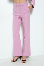 Pink High-waisted Flared Tailored Pants