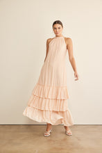 Peach Halter Neck Ruffled Maxi Dress