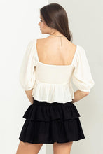 Cream Good Vibes Smocked Peplum Top