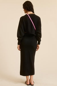 Black Asymmetrical Top N Skirt Knit Set