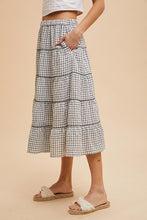 Off White Embroidered Tartan Elastic Midi Skirt