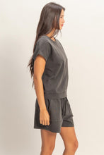 Black Sleeveless Crew Neck Top And Shorts Set