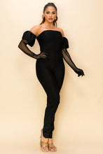 Black Bandage Puff Glove Jumpsuit