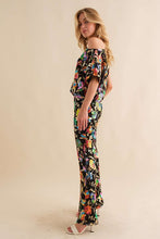 Black Multi Sequin Flower Boots Cut Long Pants