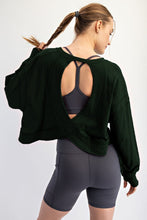 Regency Green Cotton Slub Open Back Long Sleeve Top