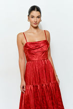 Rust Floral Jacquard Satin Corset-style Maxi Dress