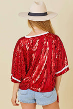 Red Game day Sequin Foot Ball Flocking Crop Top