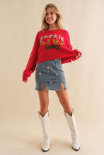 Red Sparkle All The Way Sparkle Letter Crop Sweater
