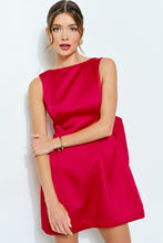Red Sleeveless Pearl Trim Bow-back Mini Dress