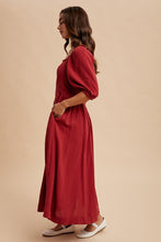 Cranberry Cotton Square Neck Maxi Dress