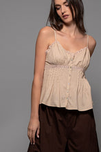 Khaki Romantic Lace Trim Woven Tank Top
