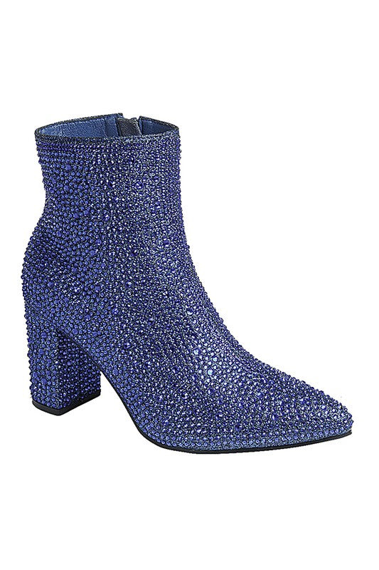 Royal Blue Rhinestone Casual Boots