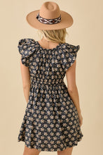 Black Deep V-neck Mini Dress With Bubble Sleeve And Hem