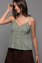 Mint Green Romantic Lace Trim Woven Tank Top