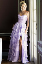 Lilac Layered Embellished Long Formal Dress